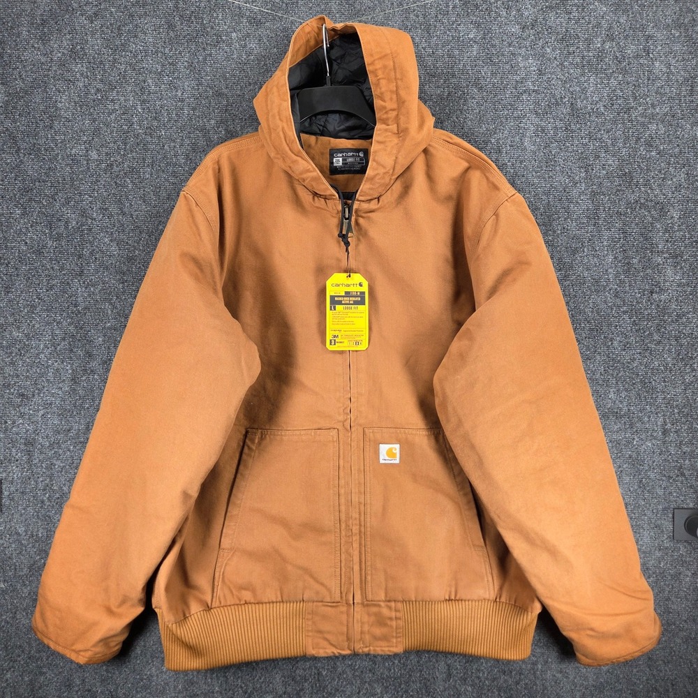 Carhartt Washed Duck Insulated Jacket Mens 2XL‎ Tall Brown 3M Active Hooded Work